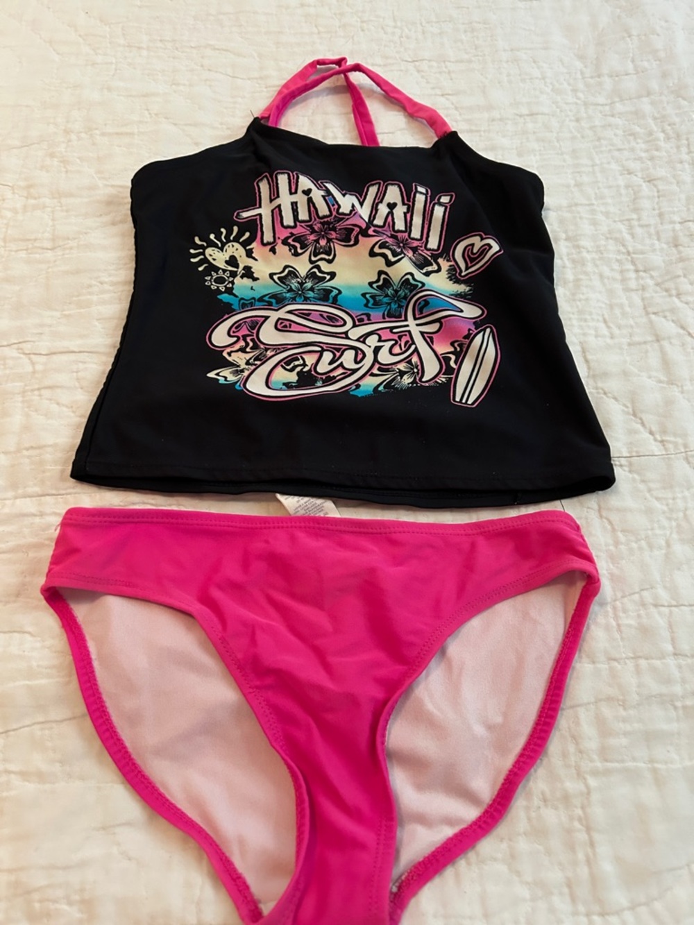 OP Black & Hot Pink Hawaii Surf Tankini Set